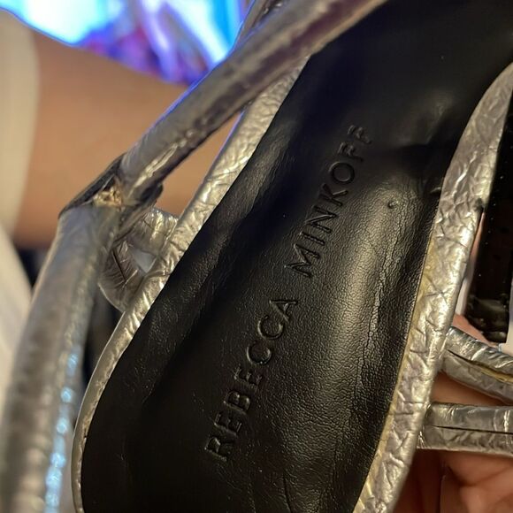 Rebecca Minkoff Apolline Heels Silver Metallica Strappy Sandals 7.5 - Picture 7 of 8